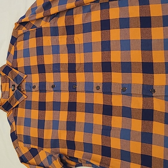 UNIQLO Orange, Royal Blue, Navy Plaid Flannel Shirt Size XL - Picture 3 of 6